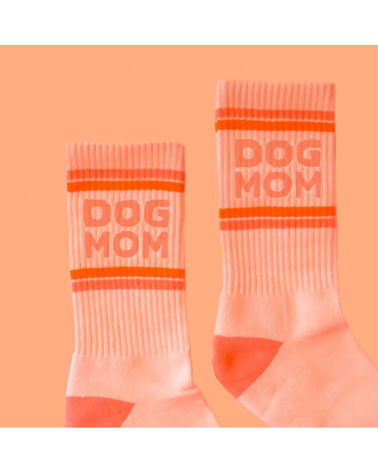 Sunshine Studios | Dog Mom Stripe Rib Crew Socks | Close | Vagabond | Apparel | Boutique