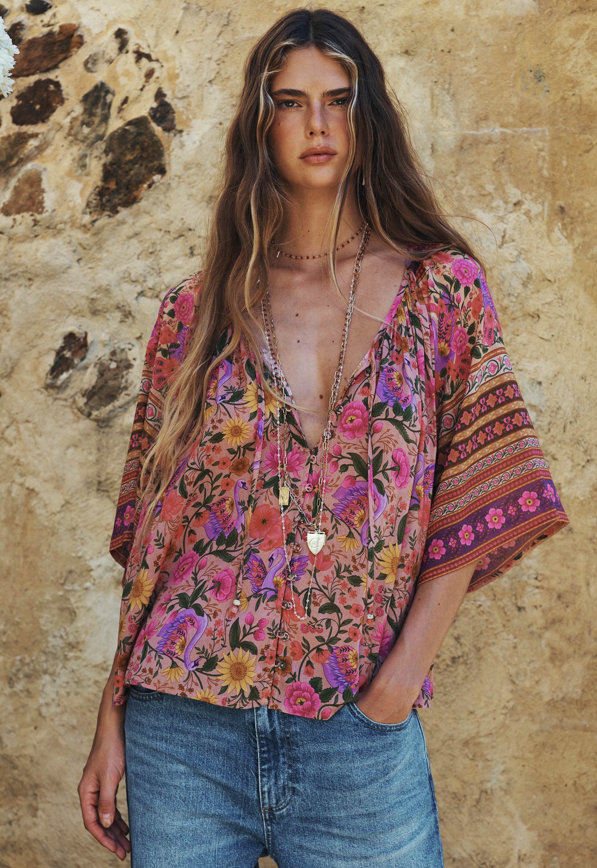 Spell Swan Lake Short Sleeve Blouse