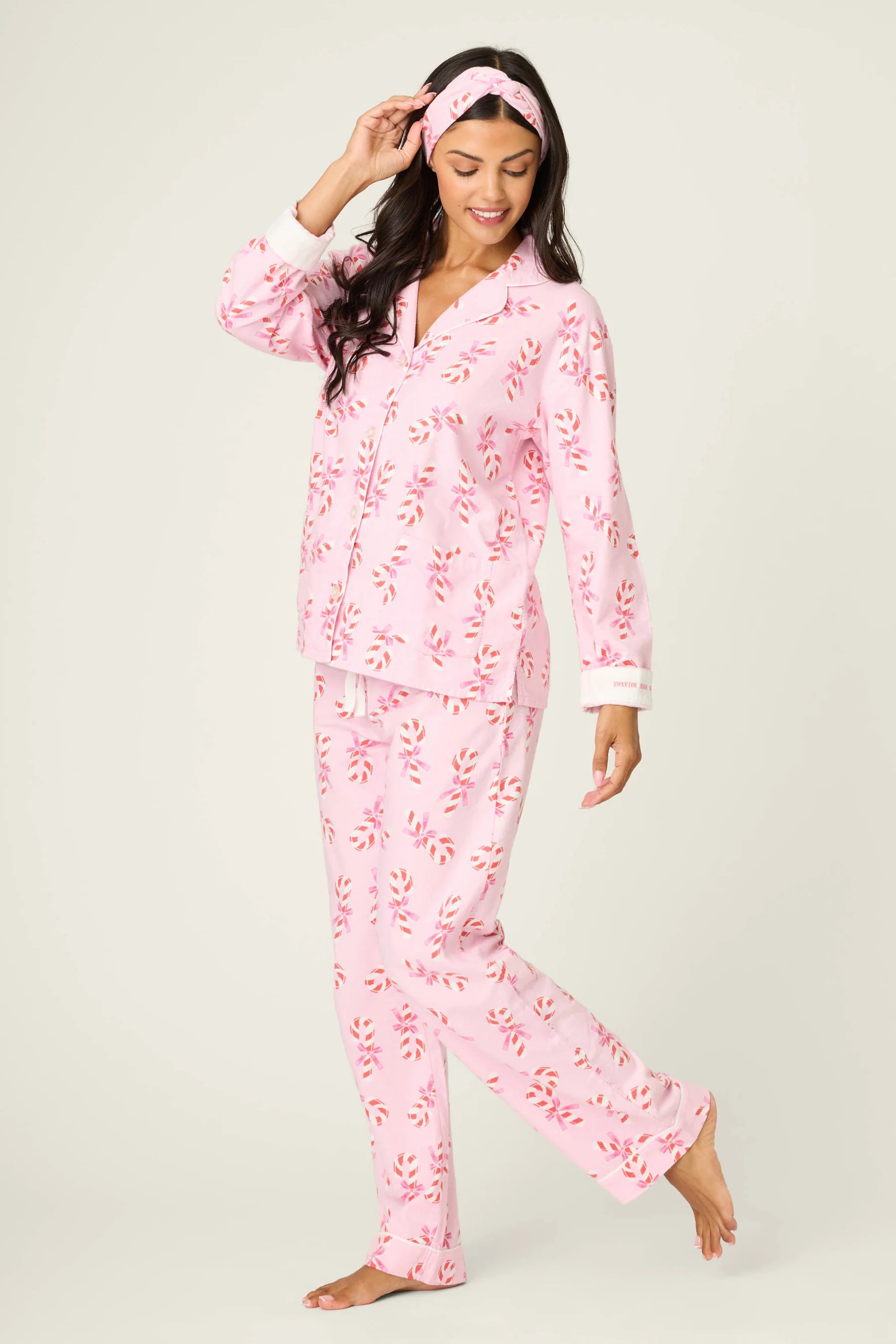 PJ Salvage | Sweeter Than Sugar 3-Piece Candy Cane Print Set | Side | Vagabond | Apparel | Boutique