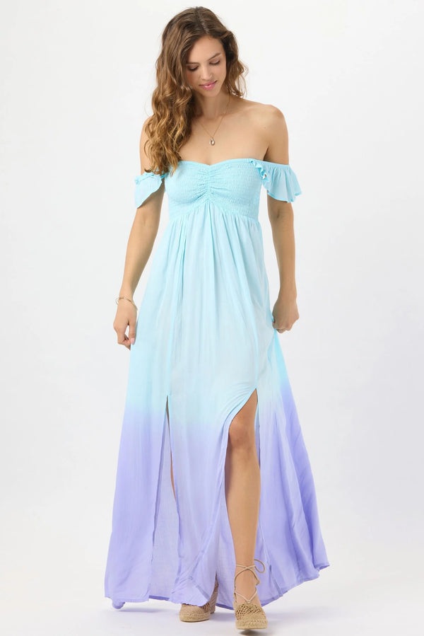 Hollie Maxi Dress | Hawaiian Apparel & Beachwear | Aqua Lavender Ombre | One Size
