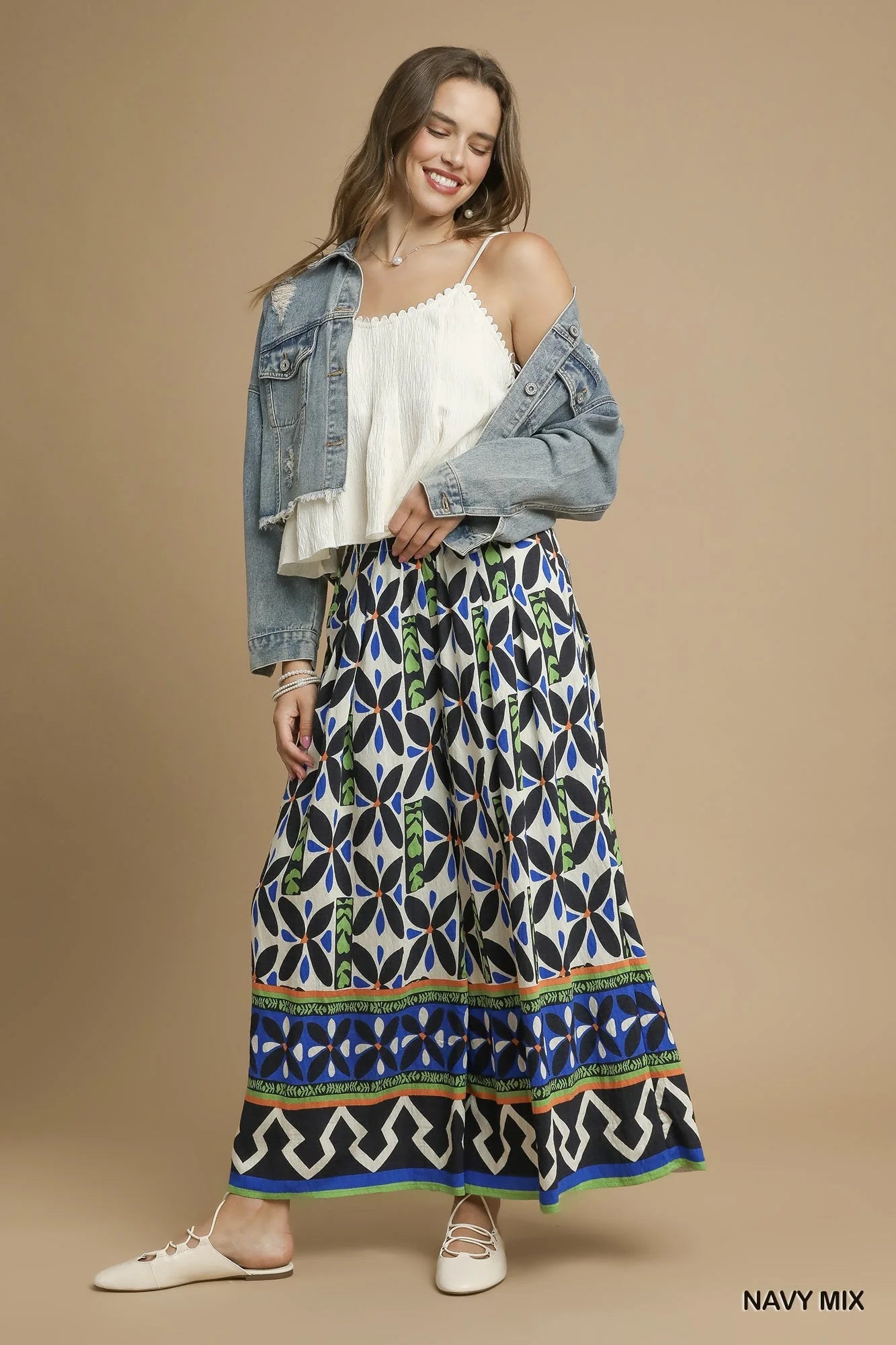 Umgee | Geo Print Pants |  Navy | Vagabond | Apparel | Boutique