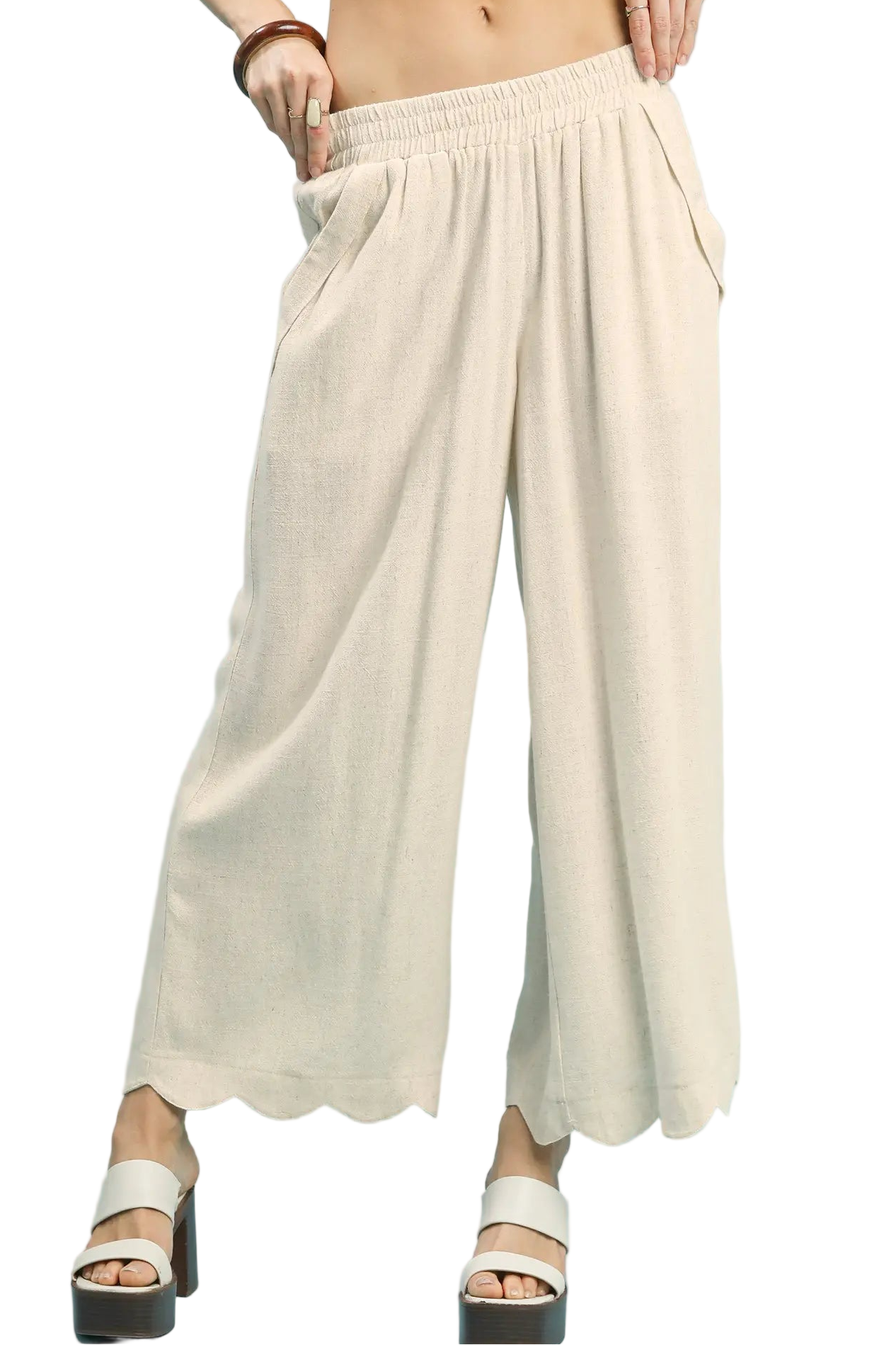 Umgee | Scallop Wide Leg Pant | Front | Vagabond | Apparel | Boutique