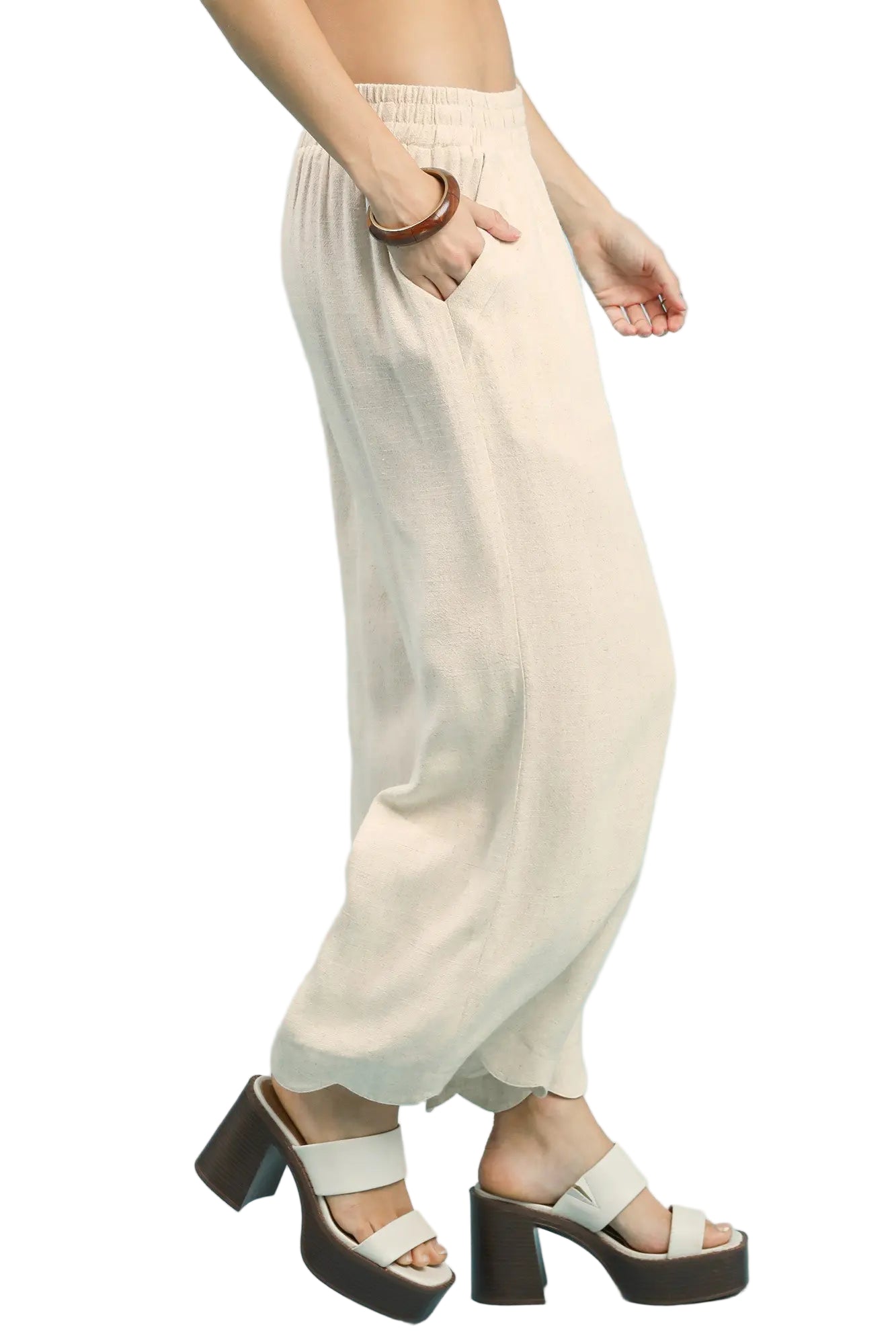 Umgee | Scallop Wide Leg Pant | Side | Vagabond | Apparel | Boutique
