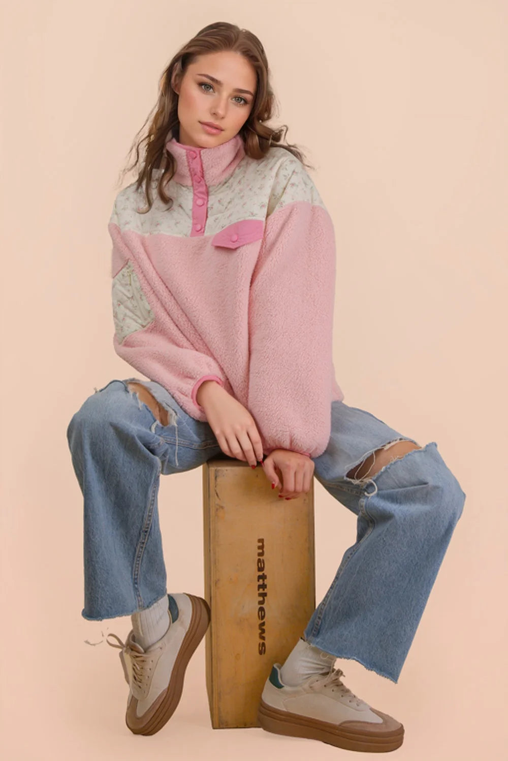 Very J | Floral Fleece Pullover | Pink | Vagabond | Apparel | Boutique