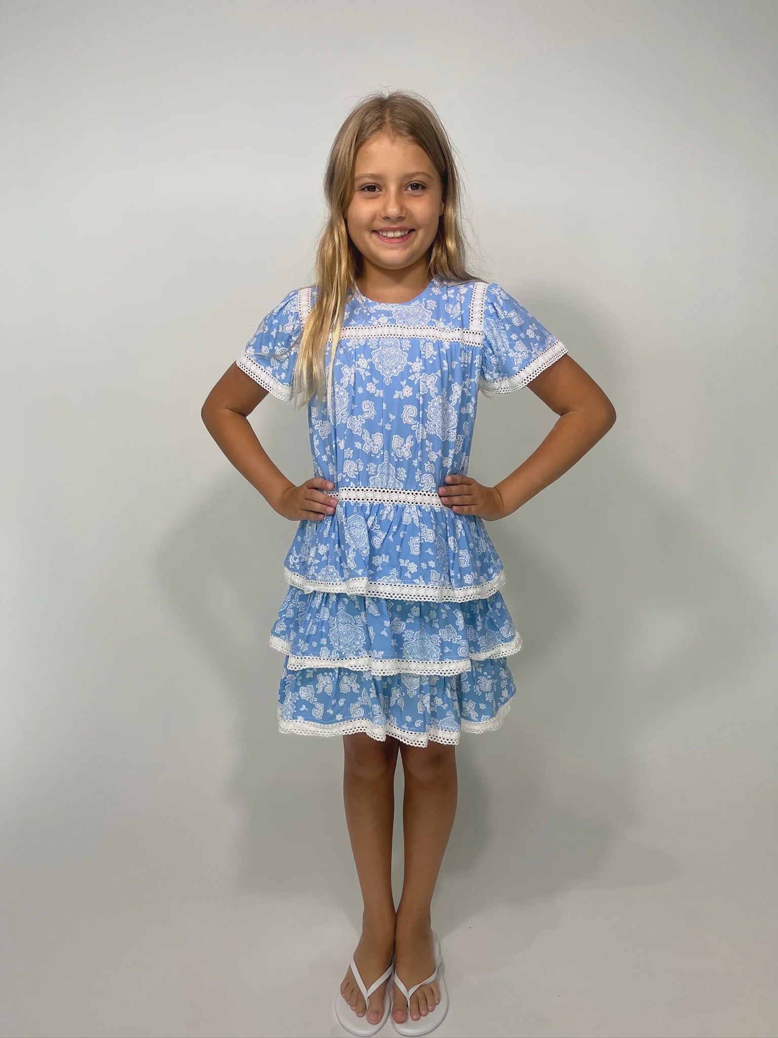 Walker Wade |  Girls Hannah Dress | Ice Blue Paisley | Vagabond | Apparel | Boutique