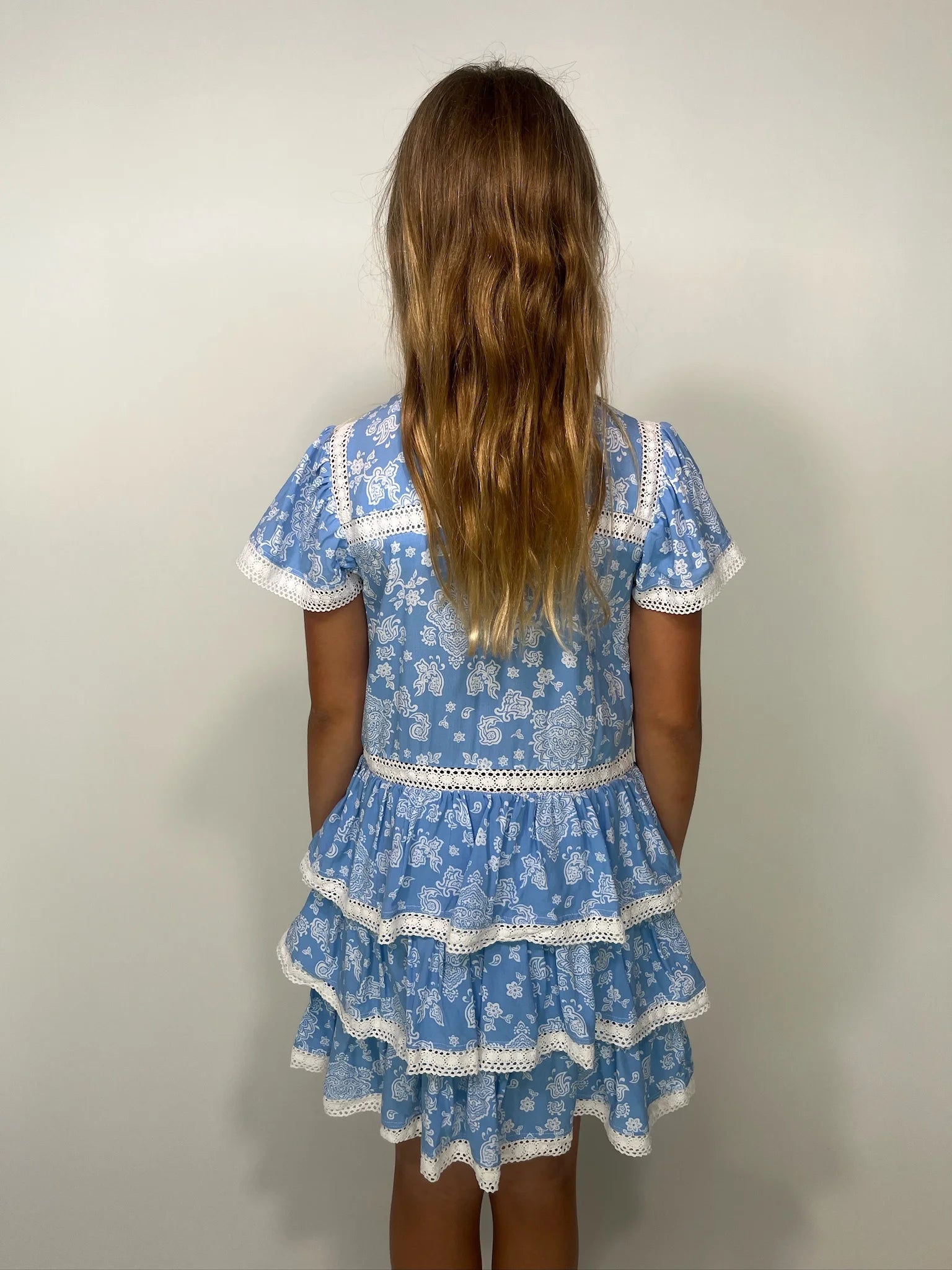 Walker Wade |  Girls Hannah Dress | Ice Blue Paisley | Vagabond | Apparel | Boutique