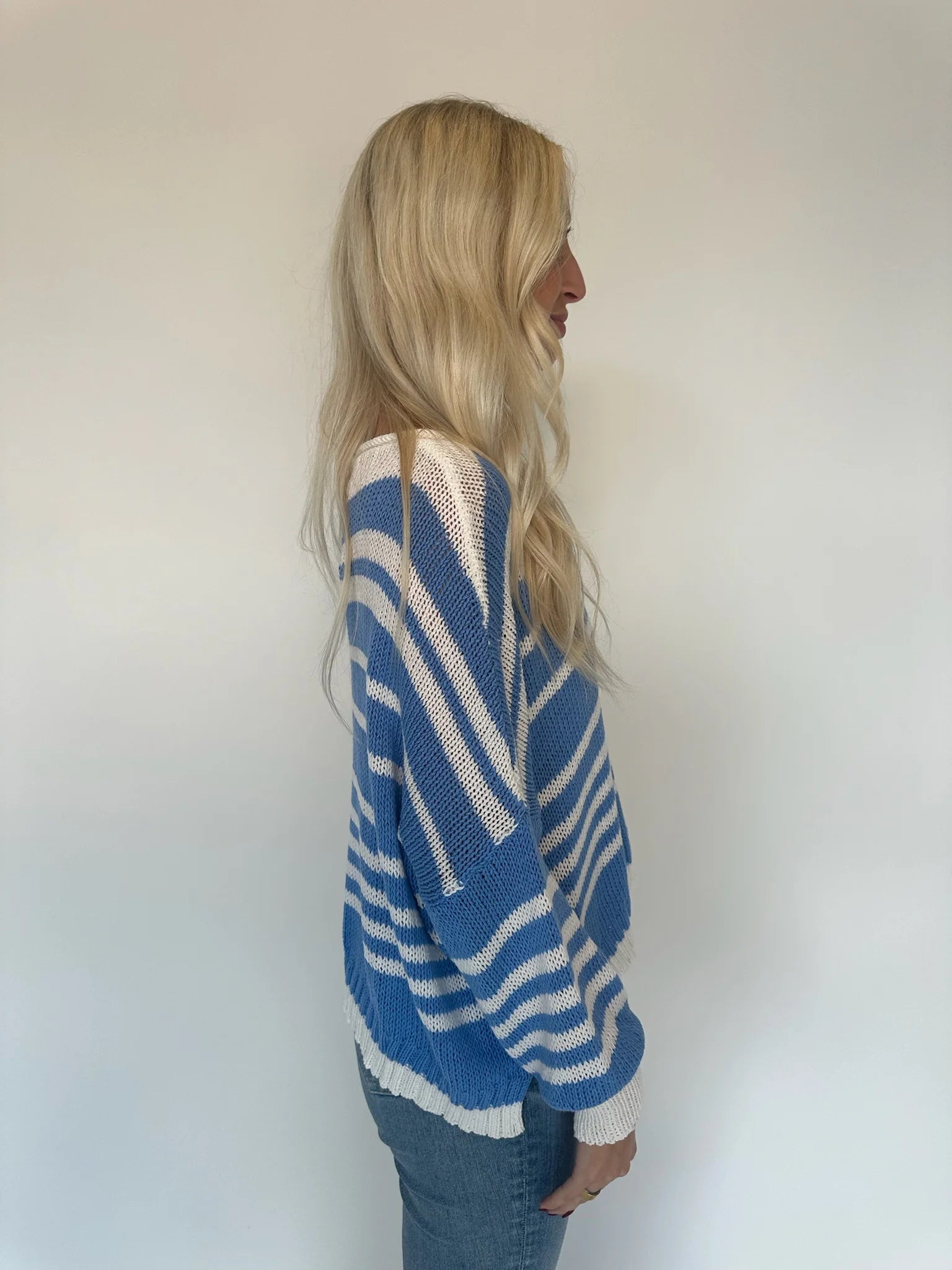 Wooden Ships | Hudson Striped Top | Model | Side | Vagabond | Apparel | Boutique