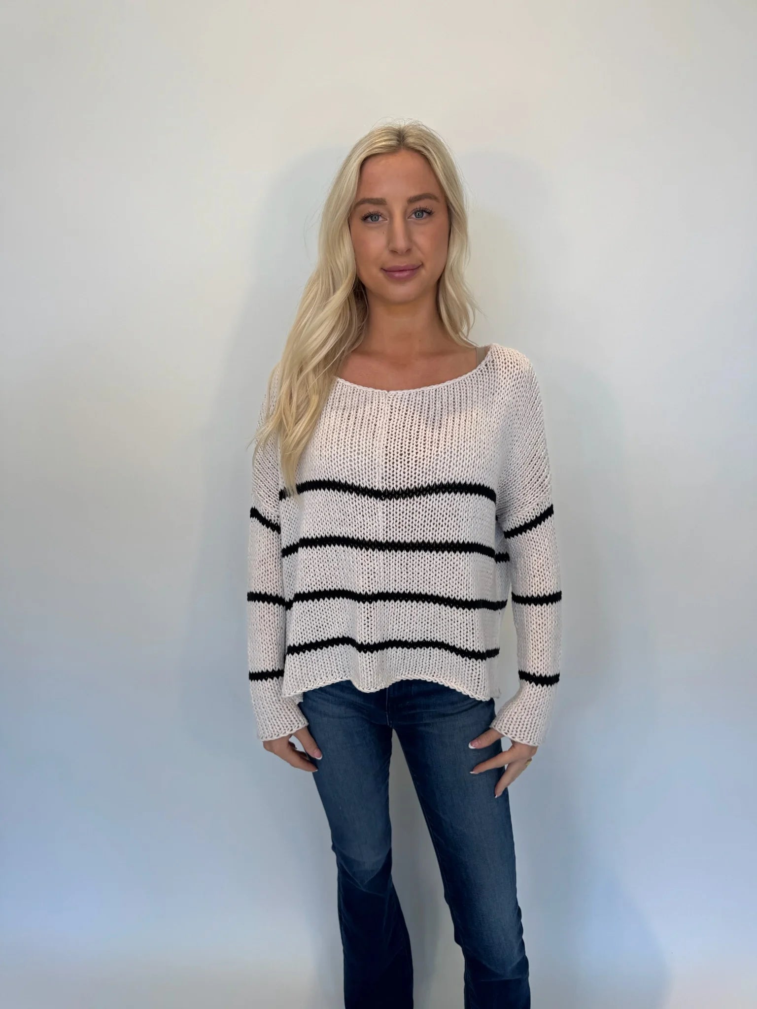 Wooden Ships | Key West Striped Chunky Crew | Model | Vagabond | Apparel | Boutique