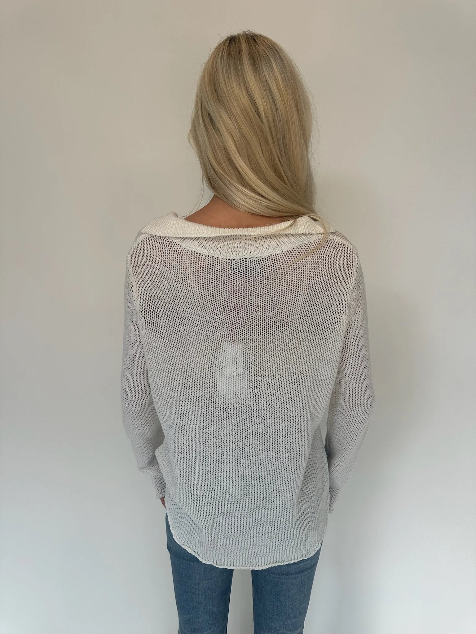 Wooden Ships | Shirt Tail Collar Top | Back | Model | Vagabond | Apparel | Boutique