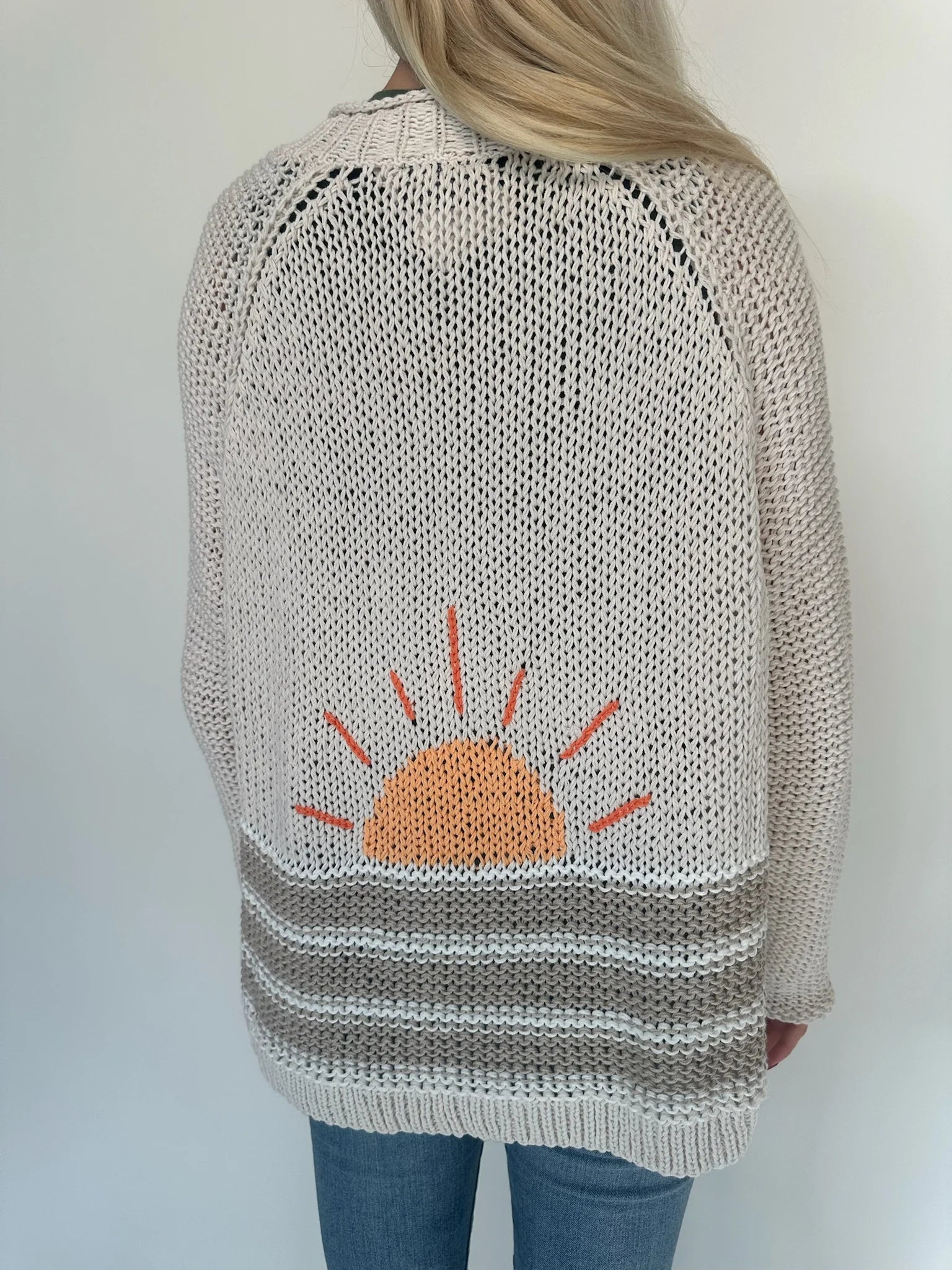 Wooden Ships | Sunrise Chunky Cardi | Model | Back | Close | Vagabond | Apparel | Boutique