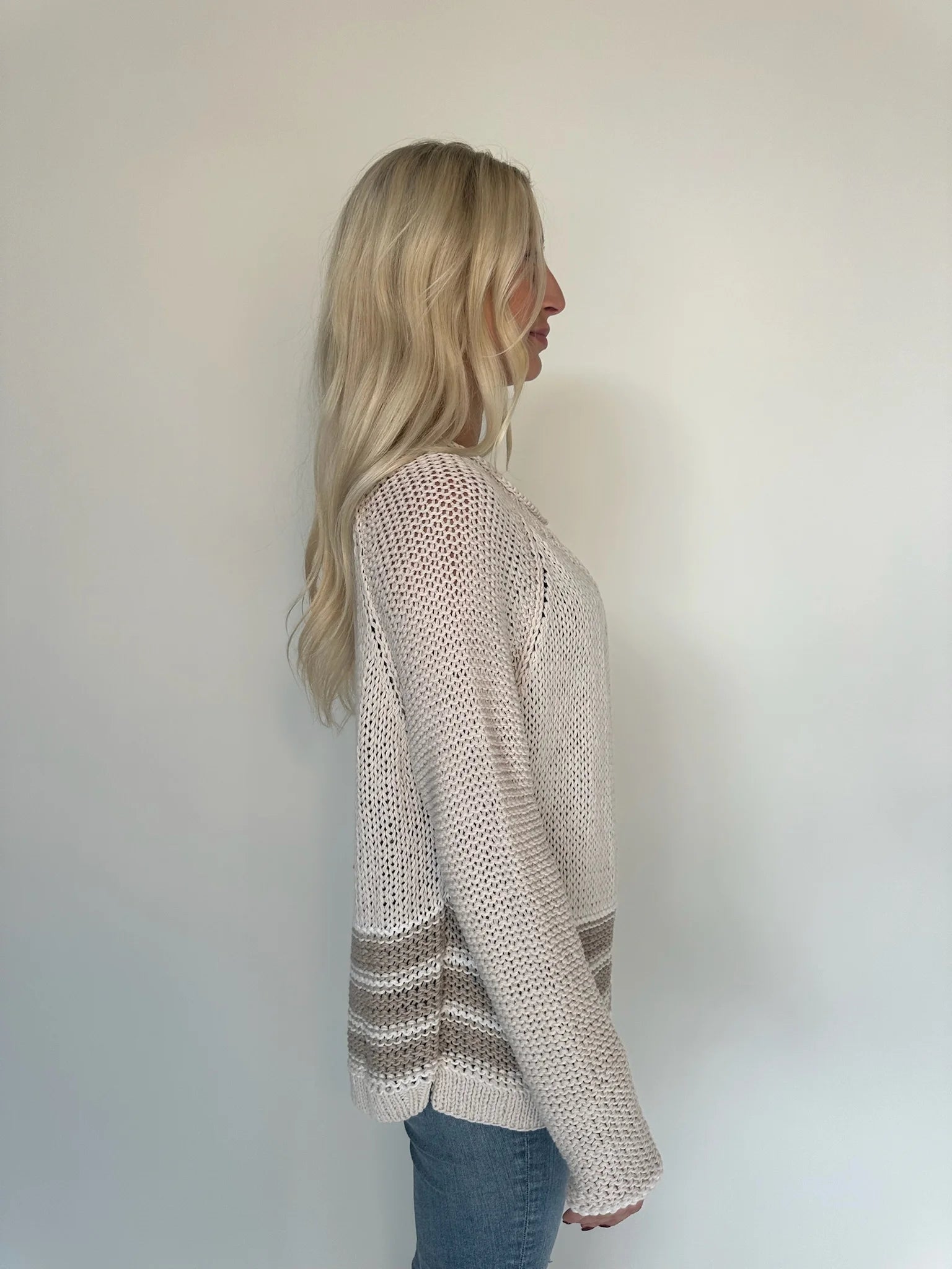 Wooden Ships | Sunrise Chunky Cardi | Model | Side | Vagabond | Apparel | Boutique