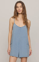 Z Supply | Go Easy Jersey Denim Romper | Vagabond | Apparel | Boutique