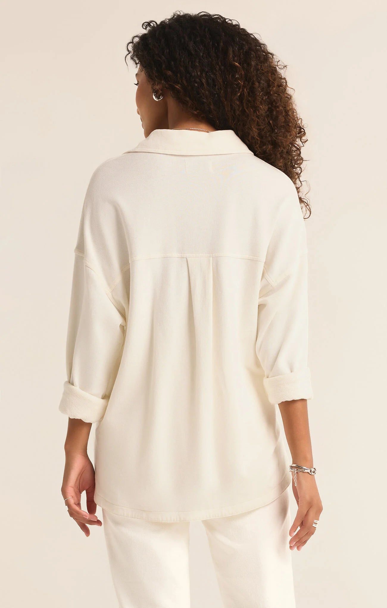 Z Supply | All Day Knit Jacket | Sandstone | Back | Vagabond | Apparel | Boutique