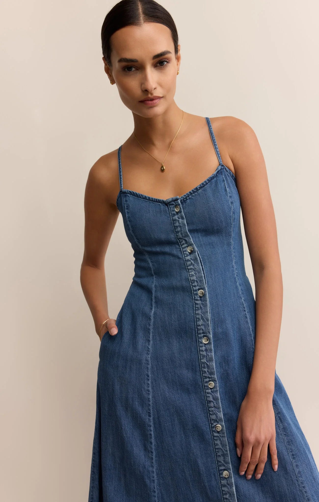 Z Supply | Angel Eyes | Denim Midi Dress | Vagabond | Apparel | Boutique