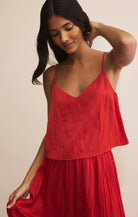ZSupply | Fiore | Crinkle | Tank | Red | Front | Vagabond | Apparel | Boutique