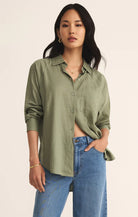 ZSupply | Perfect | Linen | Top | Avocado | Vagabond | Apparel | Boutique