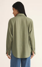 ZSupply | Perfect | Linen | Top | Avocado | Back | Vagabond | Apparel | Boutique