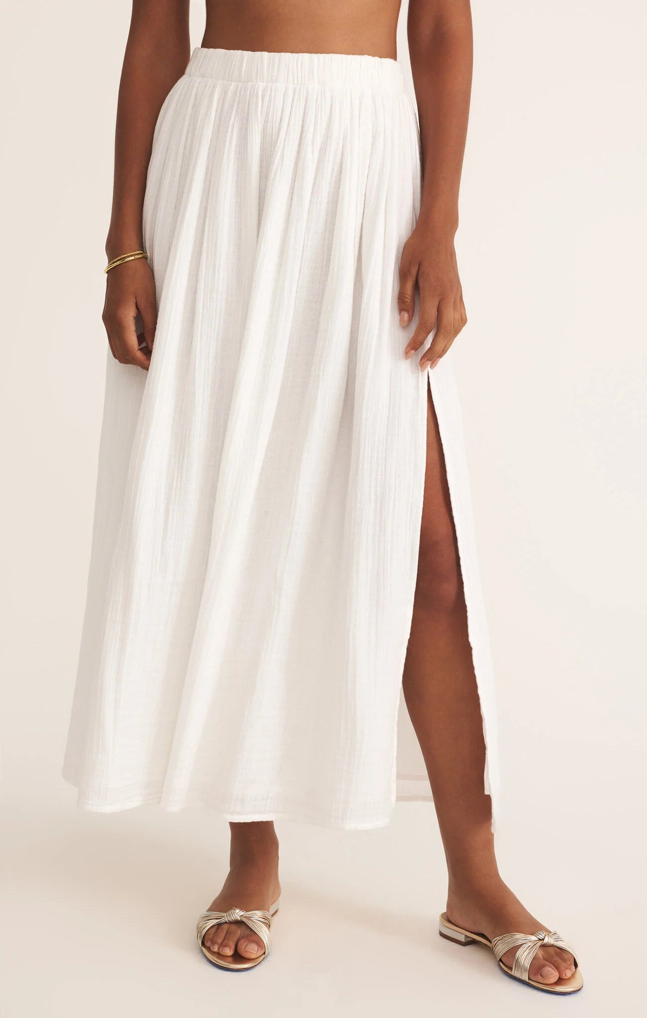 Z Supply | Reina Airy Midi Skirt |  White | Vagabond | Apparel | Boutique