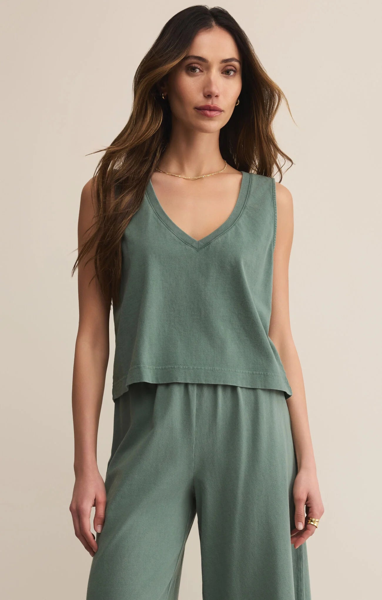 salsation サルセーション　V-Neck  Dark  Green S Z Supply Sloane V Neck Top – Vagabond Apparel Boutique