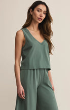 Z Supply | Sloane V-Neck Top | Hunter Green | Vagabond | Apparel | Boutique
