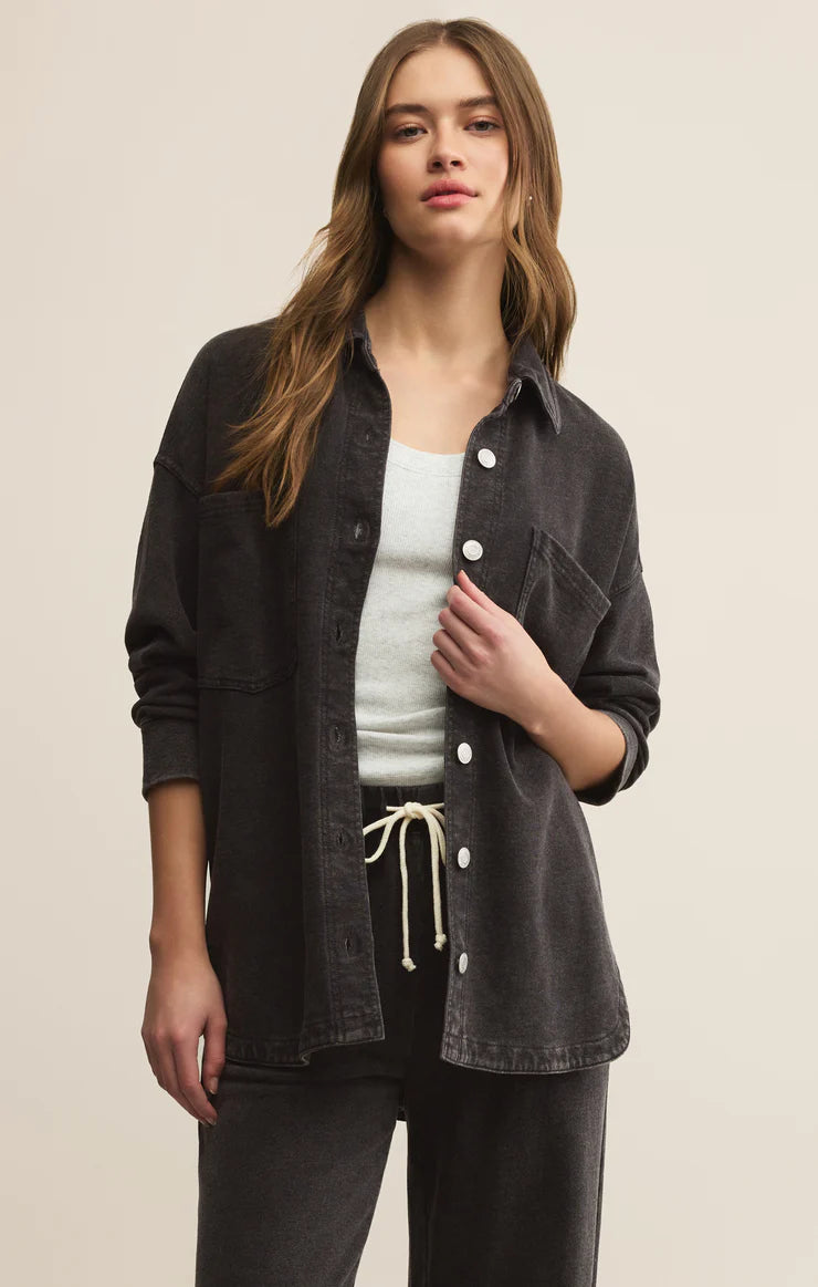 Z Supply |  All Day Knit Denim Jacket | Vintage Black | Vagabond | Apparel | Boutique