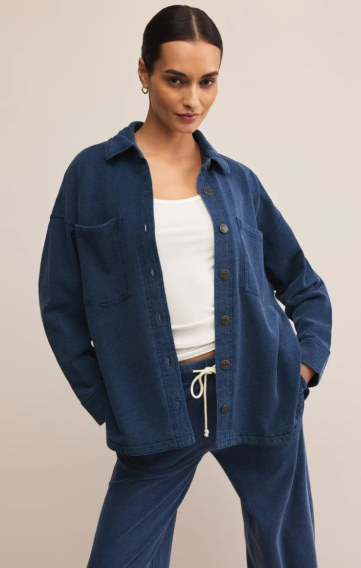 Z Supply | All Day Knit Denim Jacket | Indigo | Vagabond | Apparel | Boutique