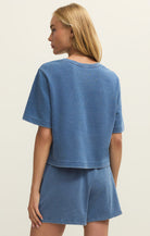 Z Supply | Curran Knit Denim Sweatshirt | Indigo | Back | Vagabond | Apparel | Boutique