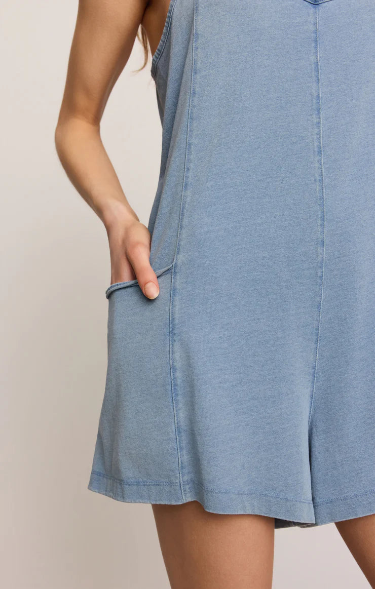 Z Supply Go Easy Jersey Denim Romper