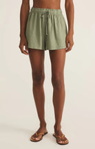 Z Supply | Perfect | Linen | Short | Front | Avocado | Vagabond | Apparel | Boutique