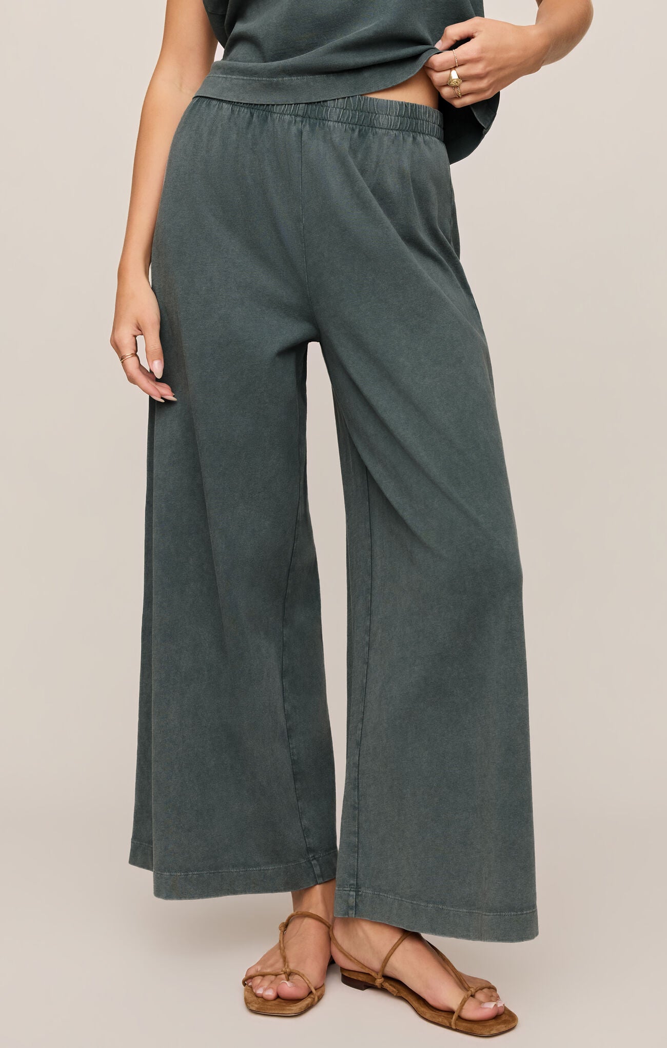 Z Supply | Scout Jersey Crop Flare Pant  | Emerald | Vagabond | Apparel | Boutique