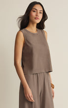 Z Supply | Sloane Jersey Muscle | Perfectly Taupe | Side | Vagabond | Apparel | Boutique