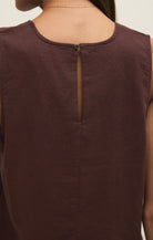 Z Supply | Sloane Linen Top | Chocolate | Close | Back | Vagabond | Apparel | Boutique