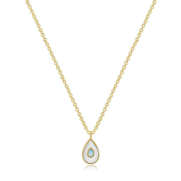 Eklexic Pear Mother Of Pearl Opal Necklace | Vagabond Apparel Boutique