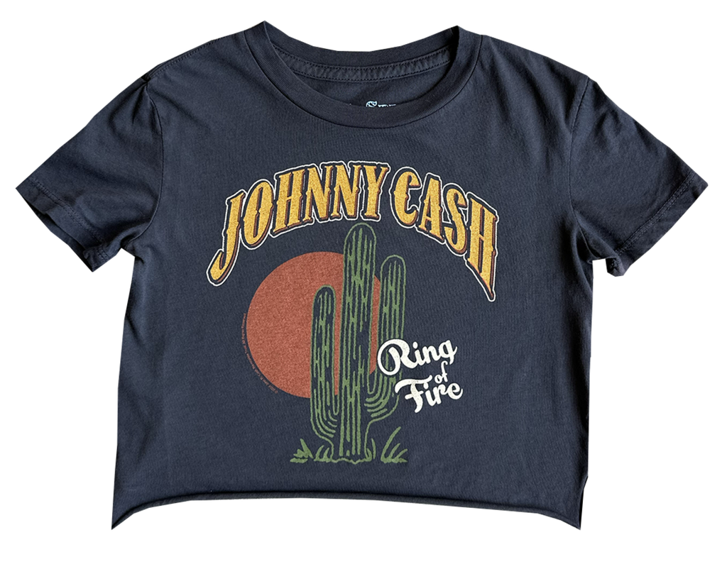 Rowdy Sprouts Johnny Cash Not Quite Crop Tee Black | Vagabond Apparel Boutique
