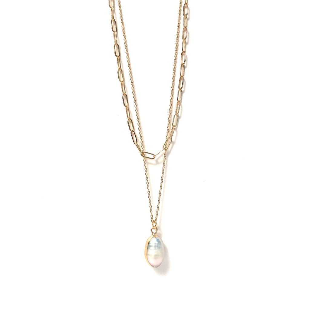 Silver Girl 2 Chain Pearl Necklace