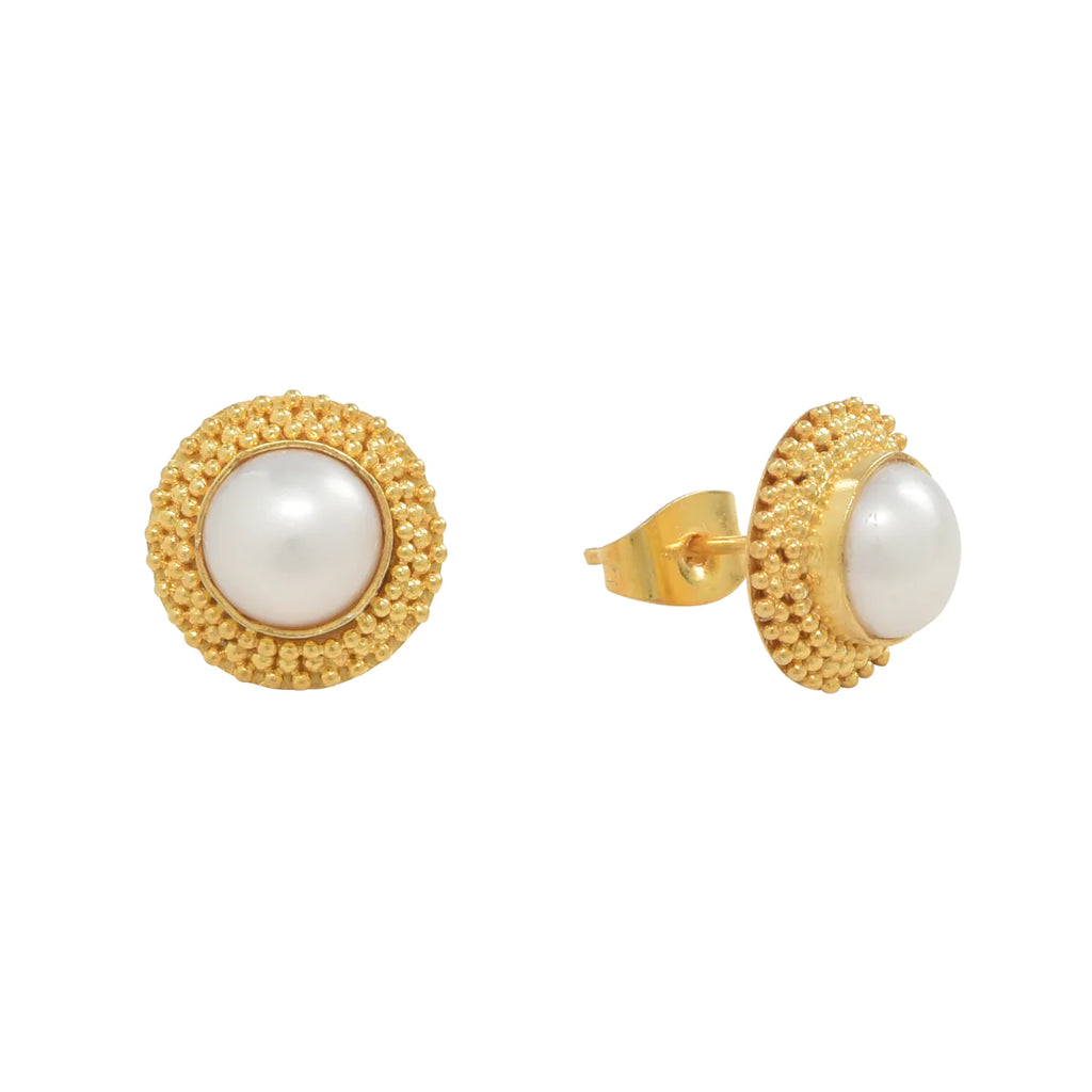 Sea Lustre Soleil Gold Pearl Studs