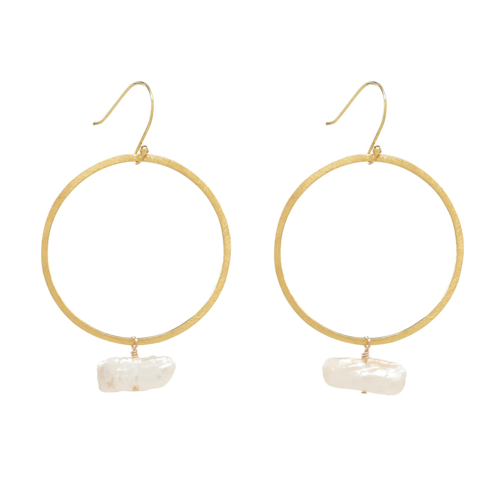 Sea Lustre Moon Hoop Earrings