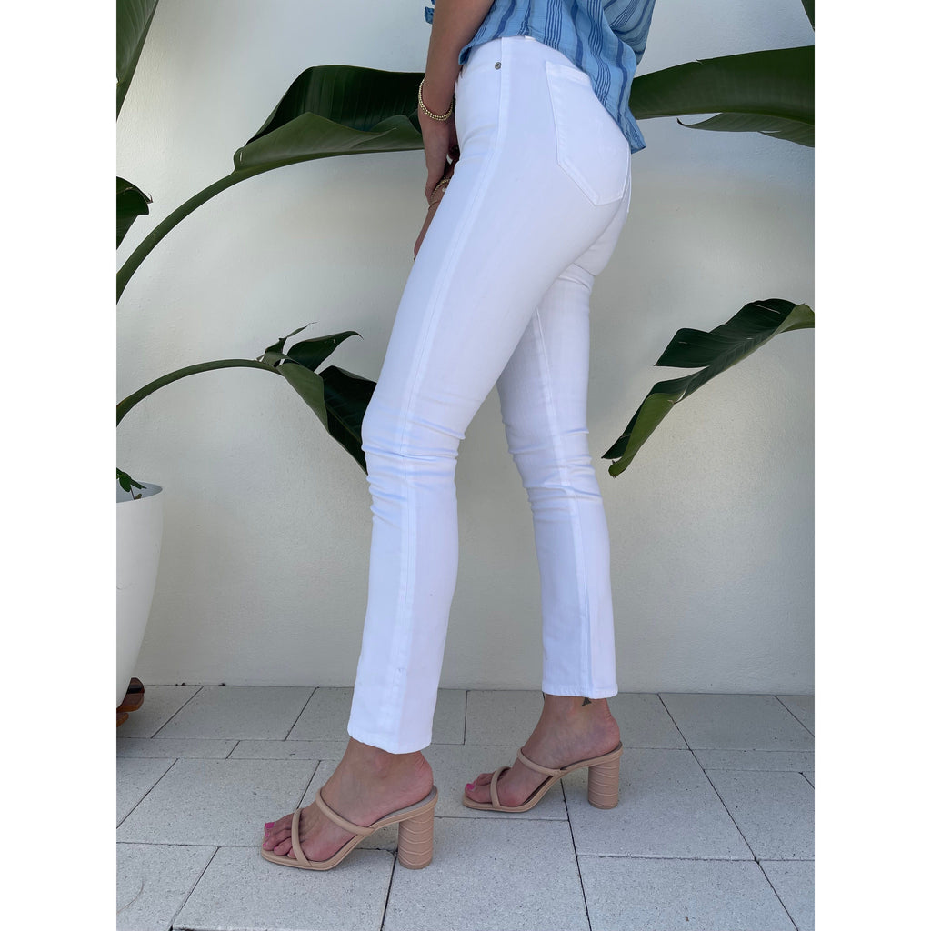 AG Jeans Women Mari High-Rise Slim Straight Cropped White | Vagabond Apparel Boutique