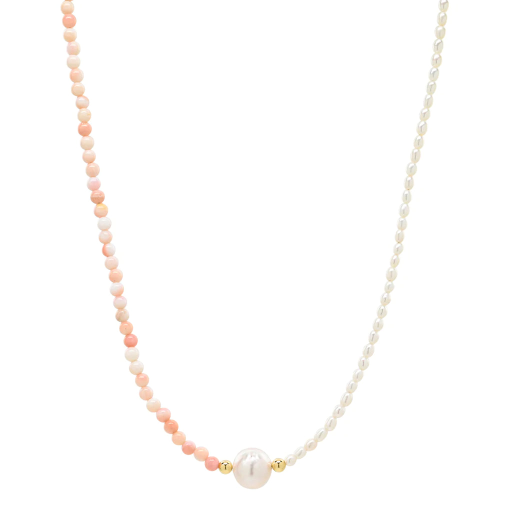Sea Lustre Pearl + Conch Shell Solitaire Necklace