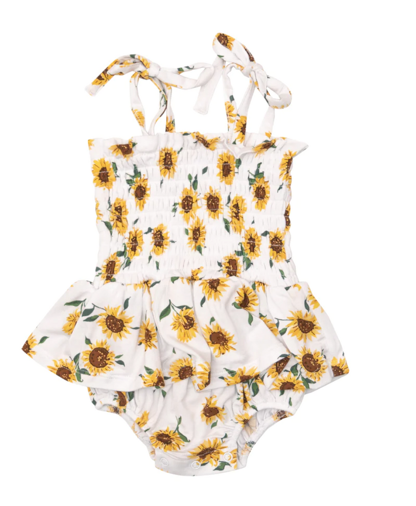 Angel Dear Sunflower Ditsy Smocked Bubble with Skirt