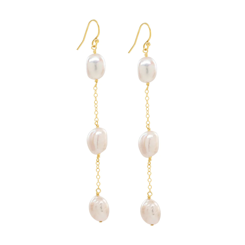 Sea Lustre Triple Pearl Shoulder Duster Earrings