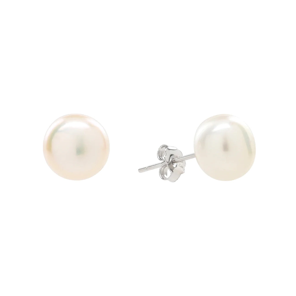 Sea Lustre Sterling Silver 12mm White Freshwater Pearl Studs